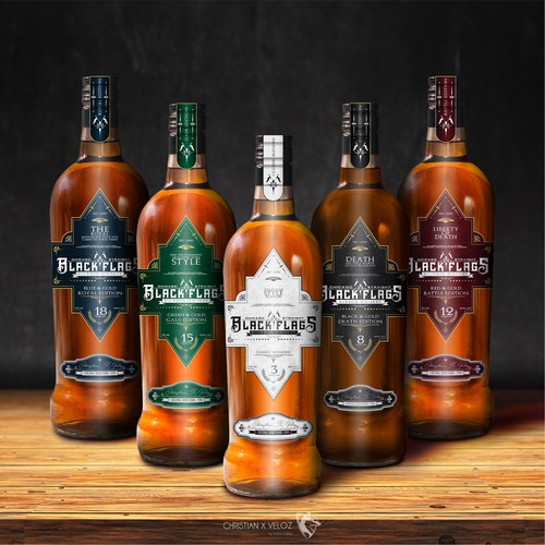 Black Flags Bourbon Whiskey labeling