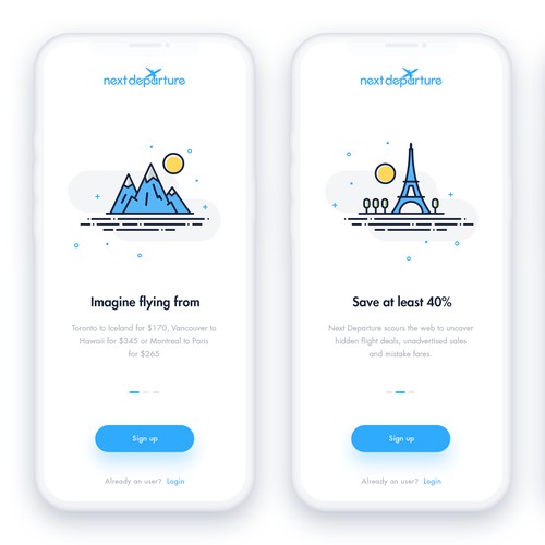 Onboarding app screens