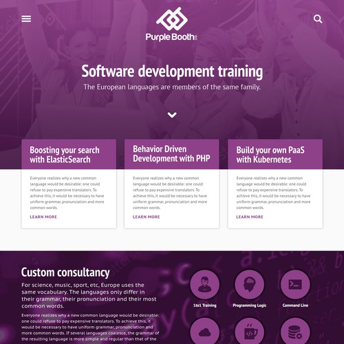 Home Page for Software training company