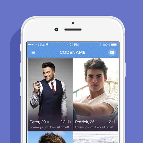 Design screens for a gay hook up app