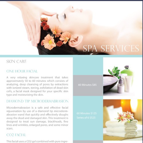 SPA Menu design - inside