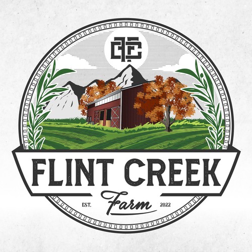 Emblem Logo Design Flint Creek Farm