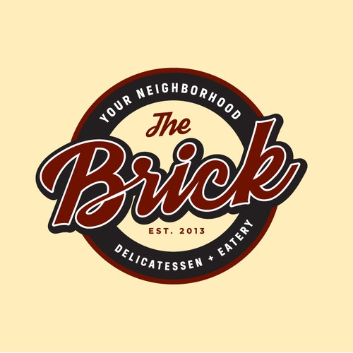 Bold, old school style logo for The Brick!