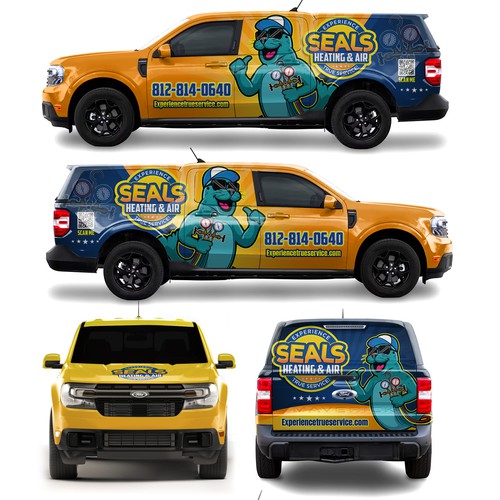 Seals Heating & Air Ford Maverick with a camper shell Truck wrap