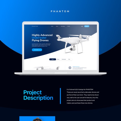 UI/UX design for a underwater drone selling company