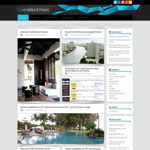 website design for TJ on Miles & Points