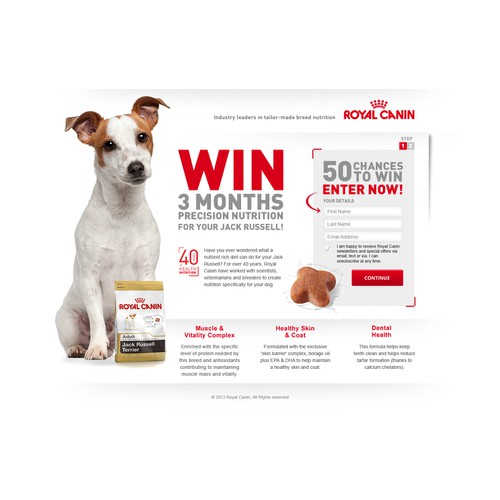 Landing page for Royal Canin