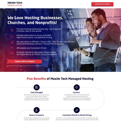 Managed Hosting Landing Page for Lead Generation