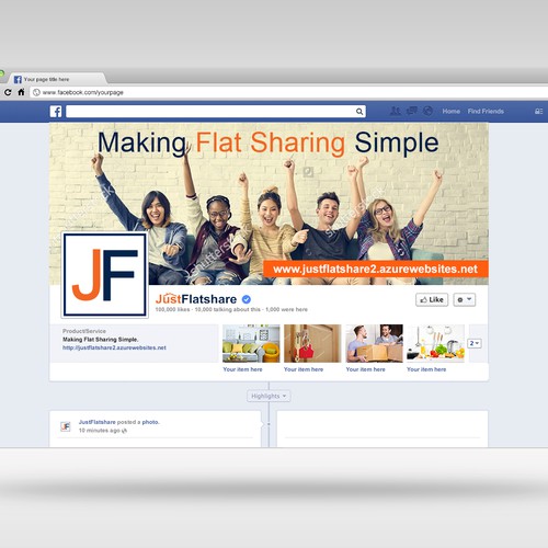 Facebook cover page design for JustFlatshare