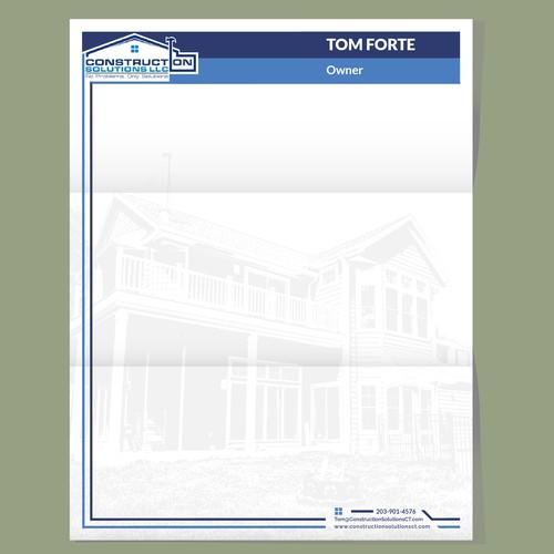 Attractive non-traditional letterhead for a construction company
