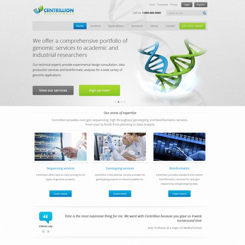 website design for Centrillion Biosciences, Inc.