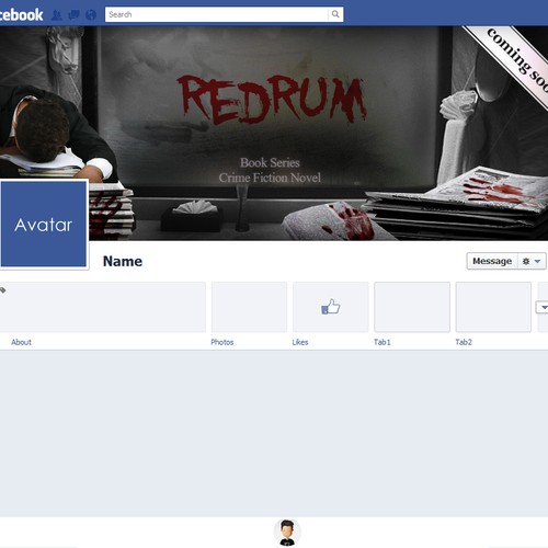 Create a suspenseful Facebook cover for a crime fiction novel