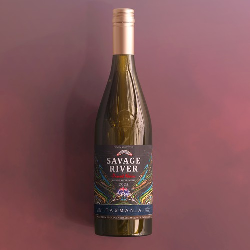 Modern wine label to stand out on retail shelves.