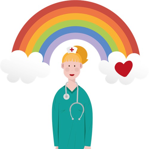 Nurse in a rainbow