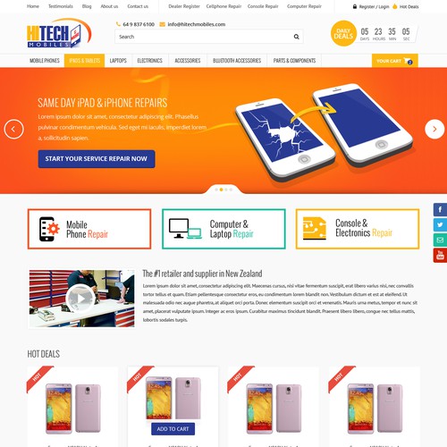 Modern Responsive Design for Hitech Mobiles Website