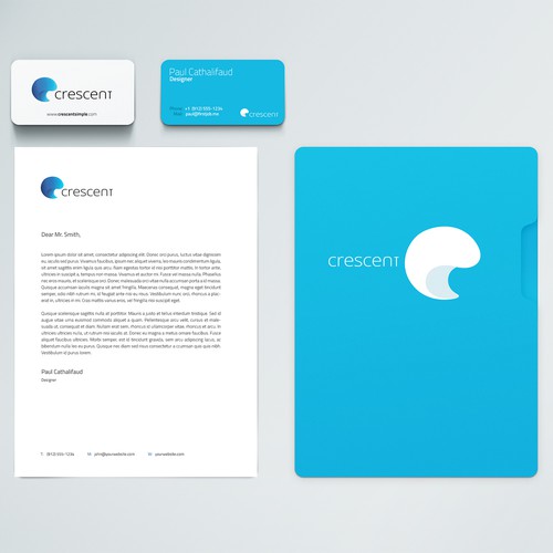 Create the next logo and business card for Crescent Sample