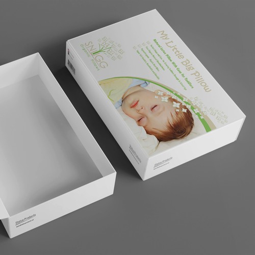 create a packaging design for an organic childrens pillow