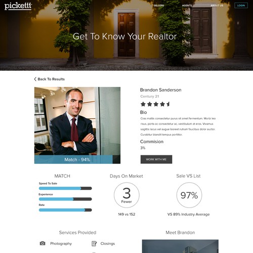 Bio Page for a Realtor Market Place 