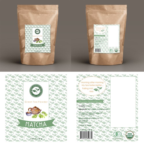 Label matcha tea bags
