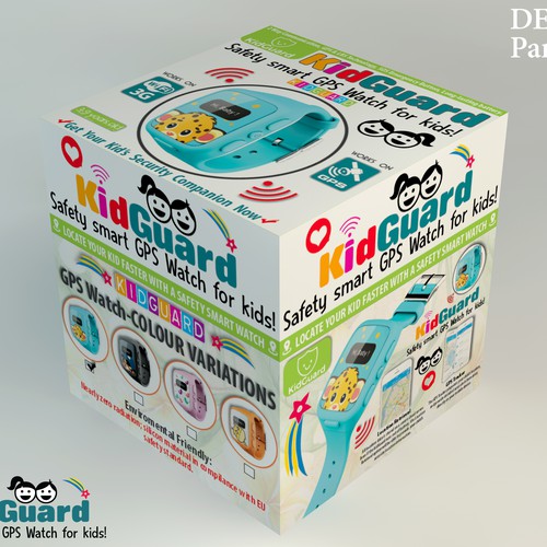 Packaging for GPS watch for Kids.