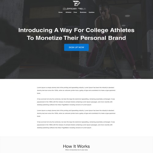 Landing Page for Sports Mobile App