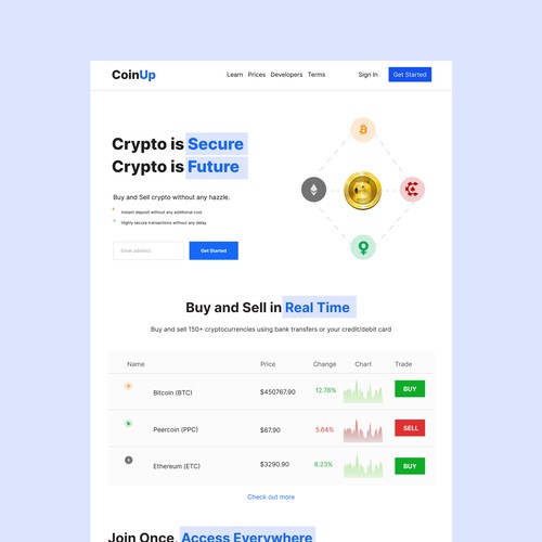 CoinUp - Crypto Landing page design