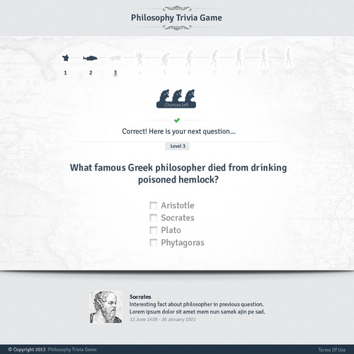 Website Design: Philosophy Trivia Game