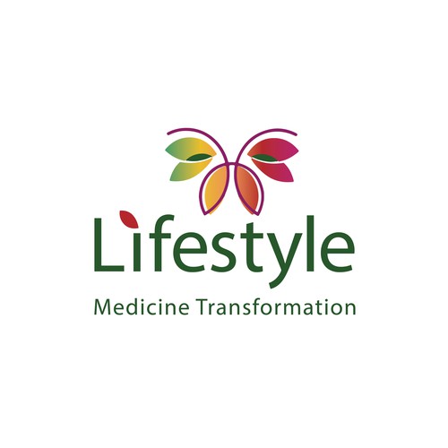 A classic, vibrant, colorful butterfly logo for our Lifestyle Medicine Transformation practice