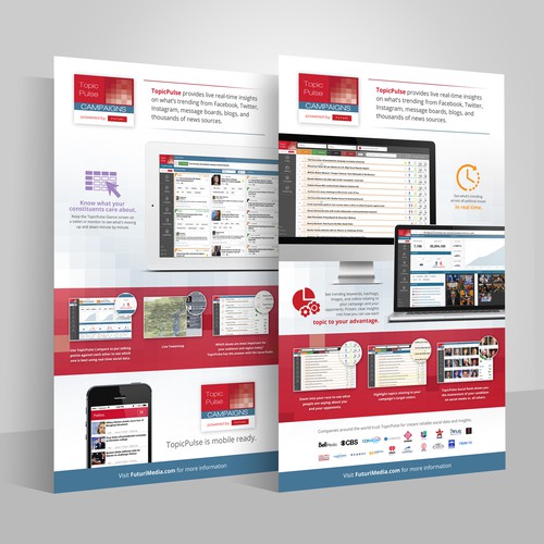 Create sales one sheet for TopicPulse Campaigns - social media intelligence for politicians