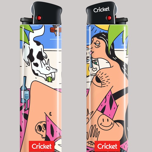 Cricket lighters illustration