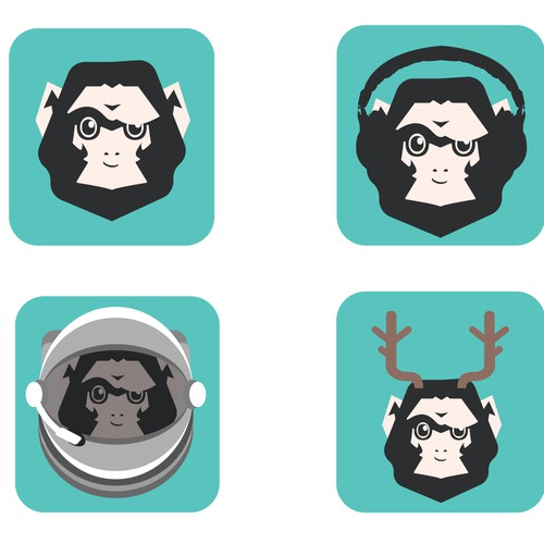 create a trendy logo (monkey character/head !!!!!) for a PHOTO app