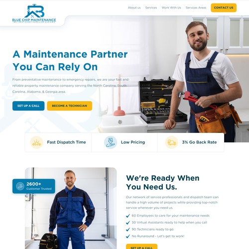 Modern web page design for Blue Chip Maintenance