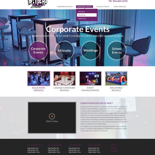 Home page design for Hip, Sexy Events & Entertainment Company