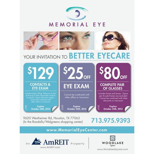 Create an ad for Memorial Eye
