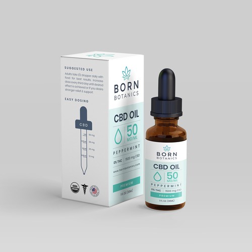 CBD Oil. Label & Box design