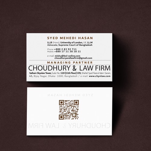 Business Card design for a law firm