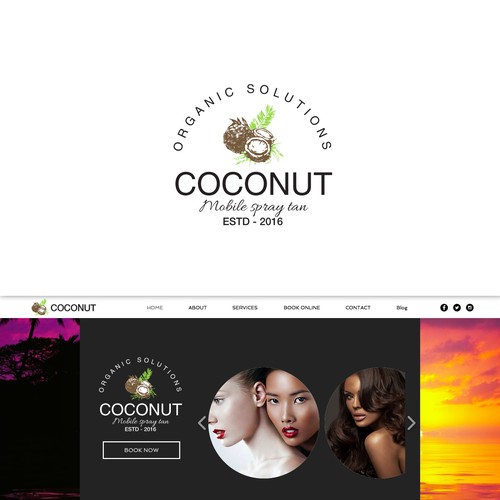 Create an attractive logo for a mobile spray tan business called COCONUT