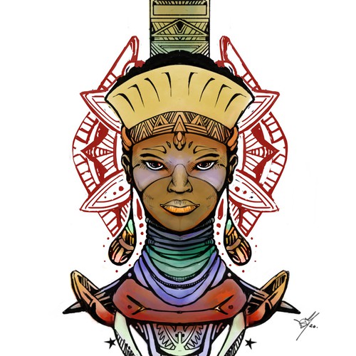 Tattoo design for Afro Warrior Godess