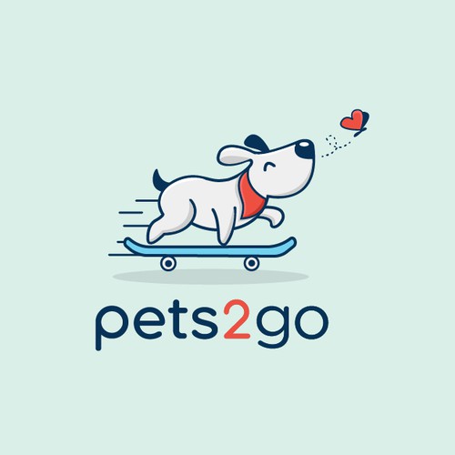 Cute logo of a dog on skateboard