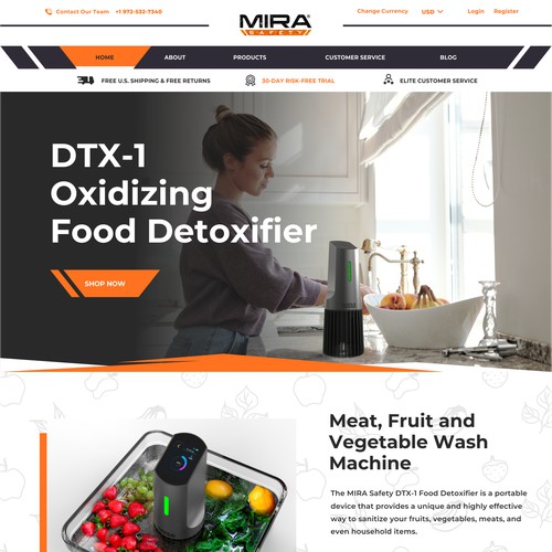 Web page design for MIRA Detoxifier