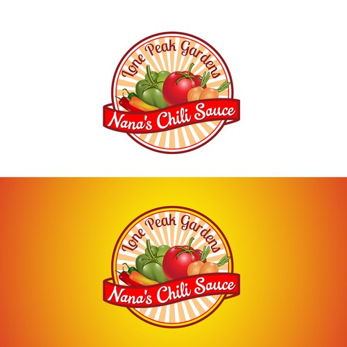 Create a classic logo for Lone Peak Gardens, LLC Nana's Chili Sauce