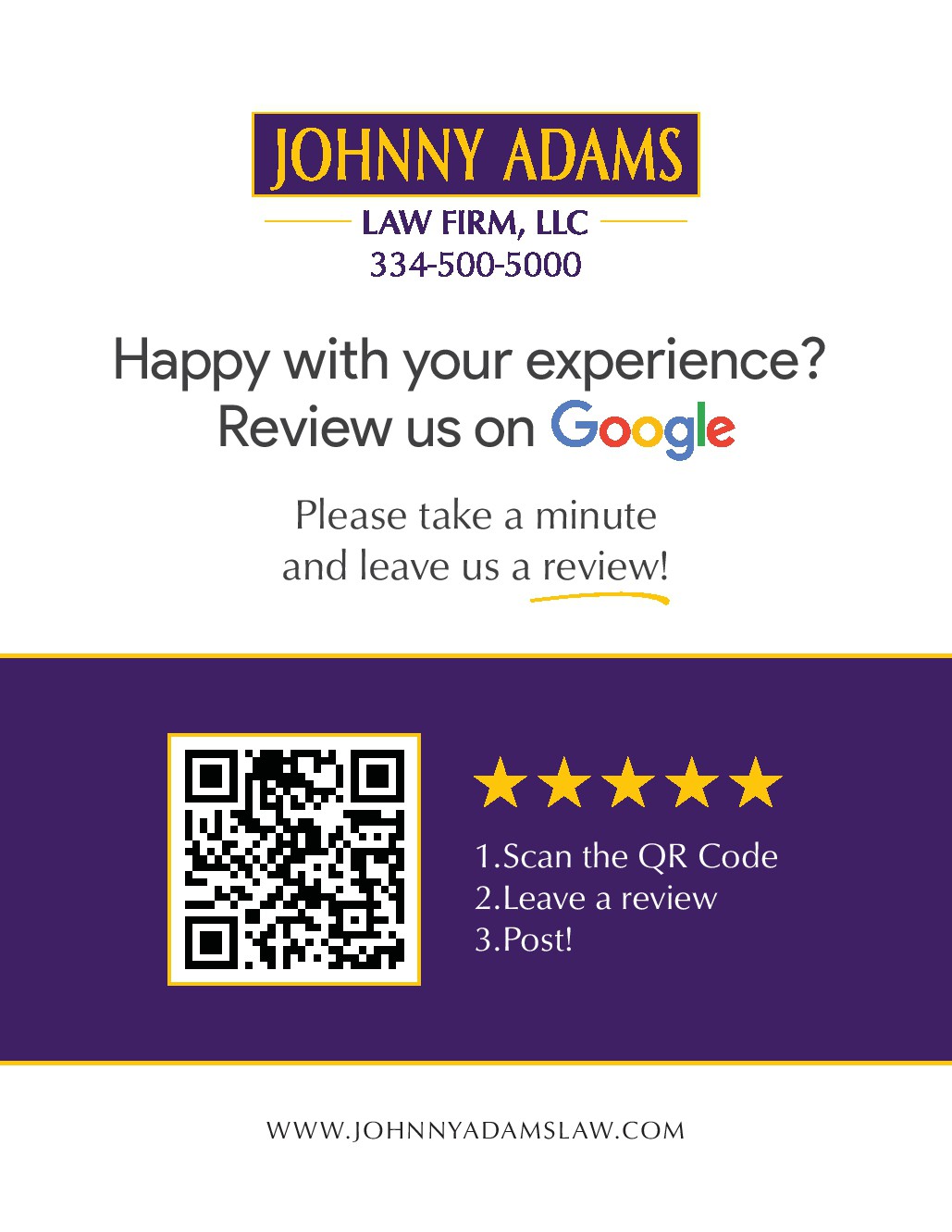 8.5 x 11 Request for google review with qr code