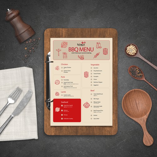 A4 Restaurant Menu Design: BBQ & Shabu Shabu Delights