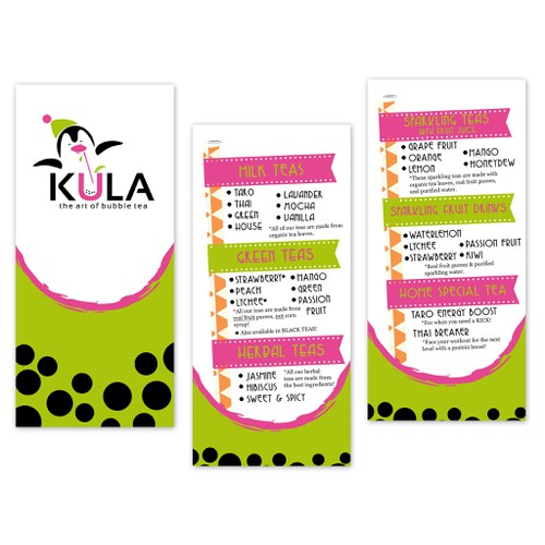 Design a menu for a cool new bubble tea brand!