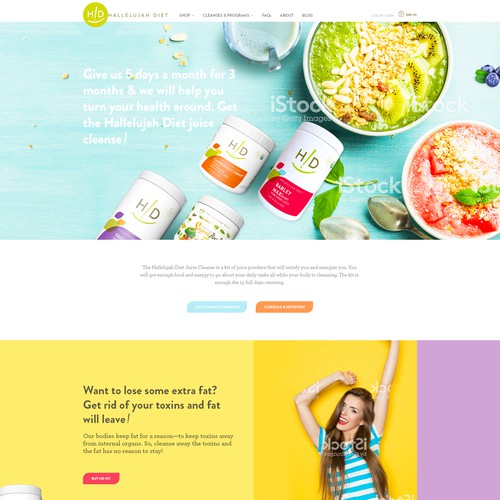 Homepage design for Juice Cleanse program