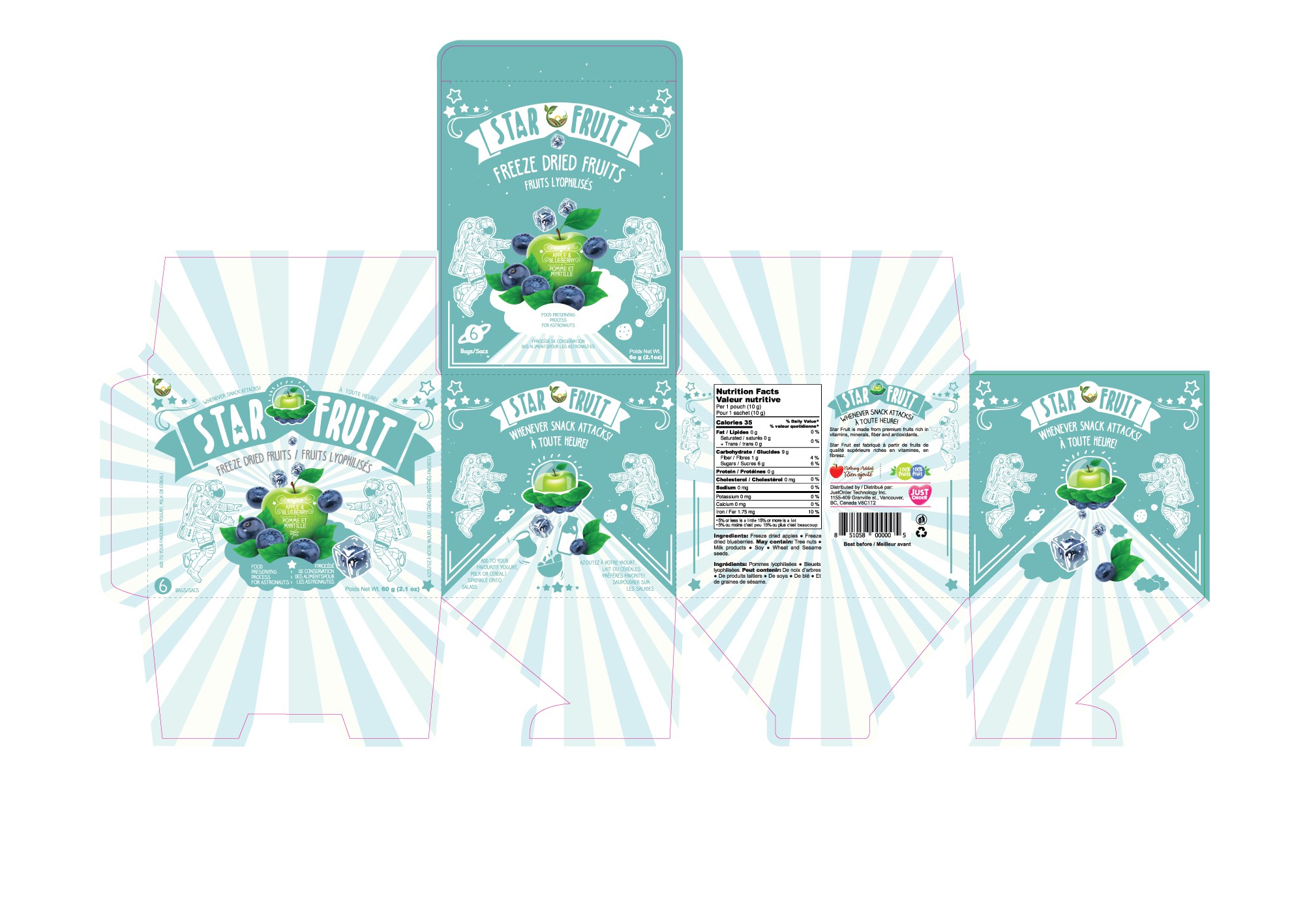 Inside packaging of freeze-dried fruit(StarFruit)