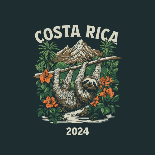 "A Sloth in The Tropical Jungle" Costa Rica Tropical T-Shirt
