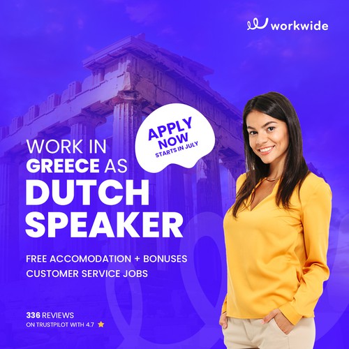 Engaging ad to promote job in Greece for Dutch speakers