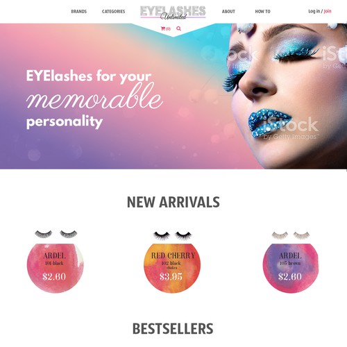 Landing page for cosmetics company