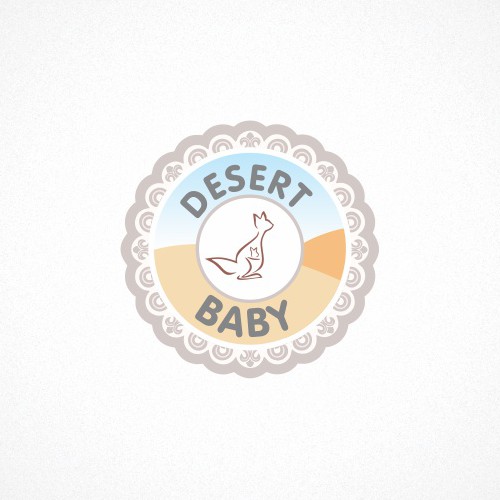 Create a modern Kuwaiti/Arab inspired logo for childrens line "Desert Baby"